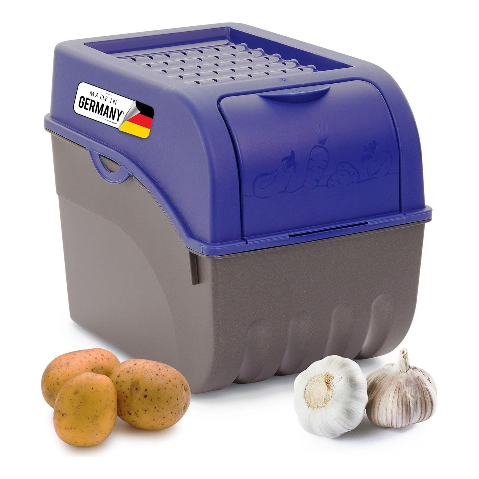 Kartoffel Aufbewahrungsbox groß 9L Marine BLAU Kartoffelbox Gemüsebox stapelbar Zwiebelbox Kartoffelkorb Obstbehälter Kartoffelkiste Zwiebel Aufbewahrung Frischhaltedose Möhren