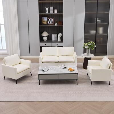 GDFStudio Zorvian Faux Leather Loveseat and Chair Set with Cushioned Comfort