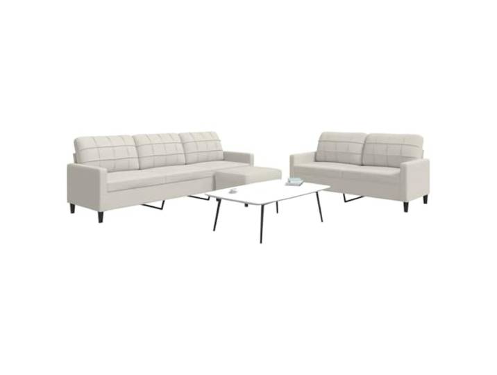 pokgdf 3-TLG. Sofagarnitur mit Kissen Creme Samt Metallgestell, Dick Polsterung, Vielseitiger Fußhocker, Modernes Design