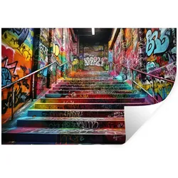 WANDTATTOO Treppe - Graffiti - Farben - Kunst Wandsticker 120x80 cm
