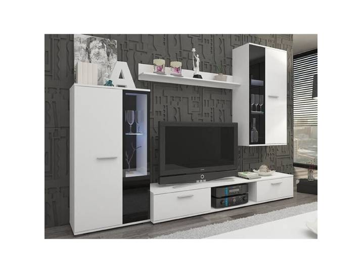 Rangement de salon - Mobilier1.fr - Tucson 100 - Blanc - Stratifié - Verre