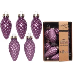 12 Christbaumschmuck Zapfen 4,5cm Glas Christbaumkugeln matt & glänzend kleine Weihnachtskugeln Weihnachten Weihnachtsbaumschmuck Deko Wild Mauve