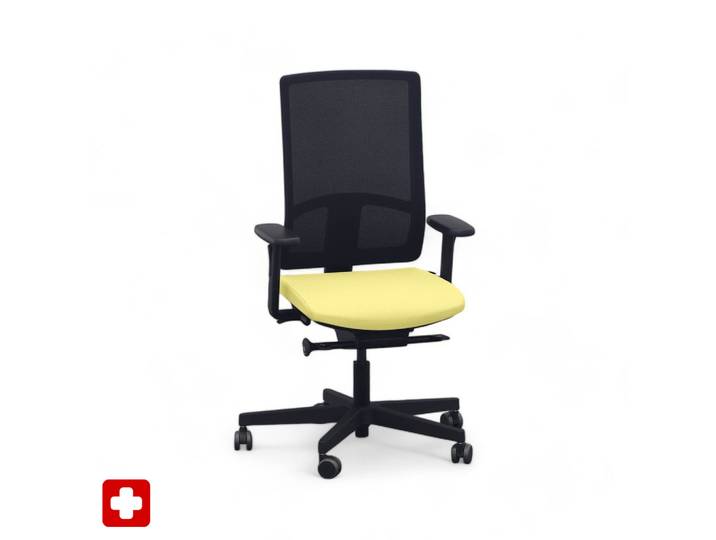 Bürostuhl SitagPoint Tec 2 Mesh swissmade mit 2D Armlehnen, Gelb, Neu, Ergonomischer Stuhl - ideal für flexibles Arbeiten