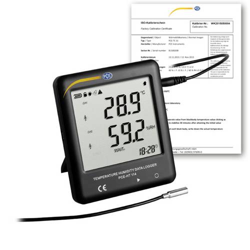 PCE Instruments PCE-HT 114-ICA PCE-HT 114-ICA Multi-Datenlogger kalibriert (ISO) Messgröße Temperatur, Luftfeuchtigkeit -40 bis