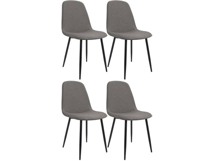CLP Esszimmerstuhl 4er Set Stoff Hellgrau, Metall, 45x88x54 cm, Esszimmer, Stuhl