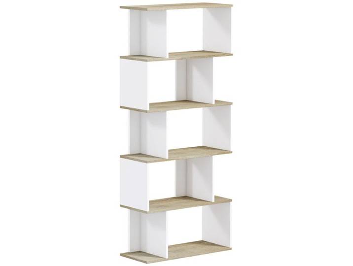 Bibliothèque scandinave 10 étagères RAINHA blanc et bois