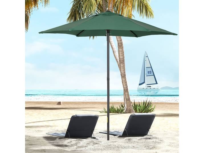 Outsunny Parasol Hexagonal Ø196cm Vert Jardin Balcon Plage