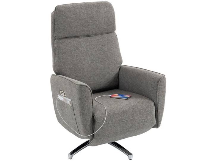 Fauteuil Relax Électrique Pivotant 360° Appui-Tête Réglable Gris
