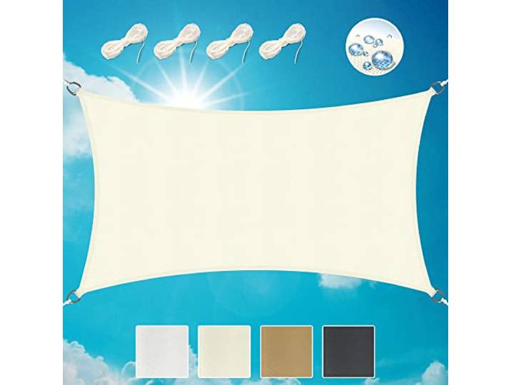 Sol Royal Sonnensegel rechteckig wasserdicht Segeltuch UV Sonnenschutz 2x4m Creme für Terrasse Balkon Garten Pool Camping Segel Beschattung Sonnendach PS9