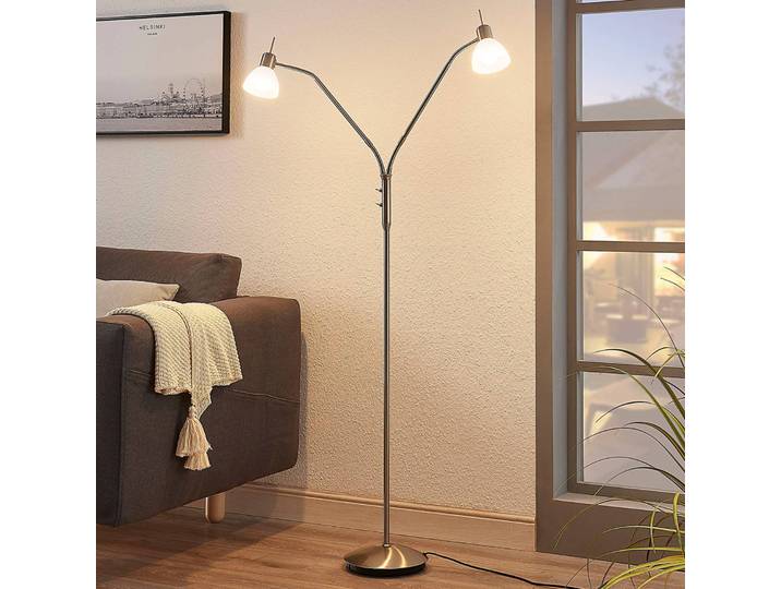 Stehlampe Gwendolin Lindby, alu / grau / zink, für Wohn- / Esszimmer, Metall, Modern, Stehleuchte