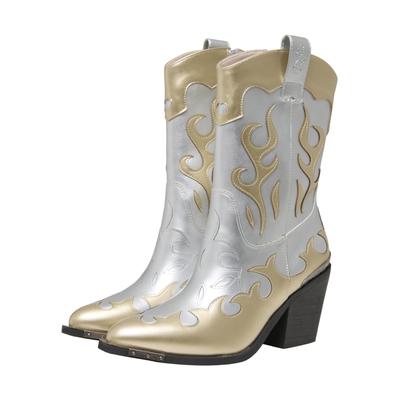 Stiefel BUFFALO "Buffalo WEST BOOTIE MID - VEGAN NAPPA", Damen, Gr. 36, silber, gold, Kunstfaser, unifarben, Schuhe Stiefel