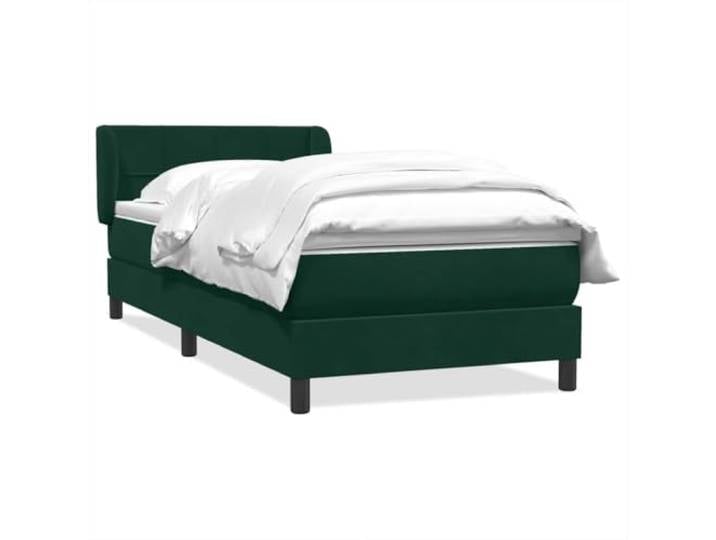 PUGYNBK Boxspringbett aus Samt, Dunkelgrün, 80 x 220 cm Gefederte Federn, verstellbares Kopfteil, waschbarer Bezug, Lattenrost
