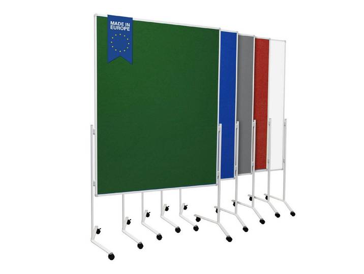 Viscom Standtafel UP - einteilige Moderationstafel - beidseitig nutzbar, Metaplanwand mit Filz- oder Whiteboard-Oberfläche - mobil dank Rollen