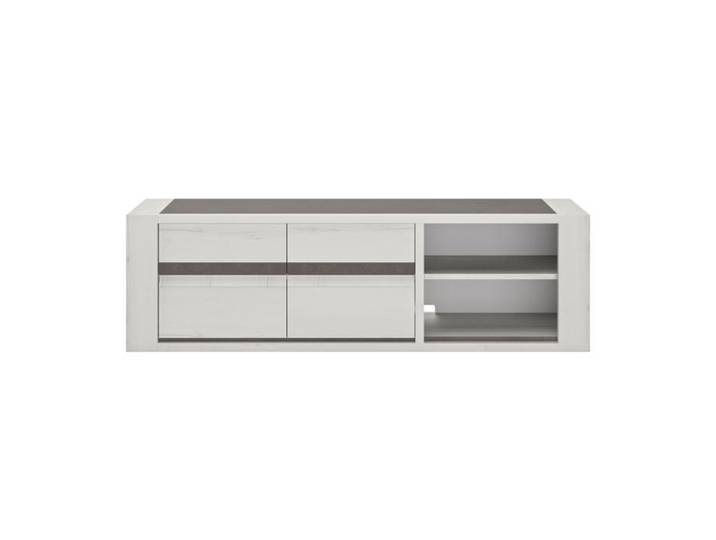 Meuble tv 2 portes effet bois chêne 190cm avec tablettes