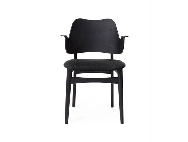 Warm Nordic Gesture Stuhl, Textilsitz Stoff anthracite, Buchengestell schwarz lackiert