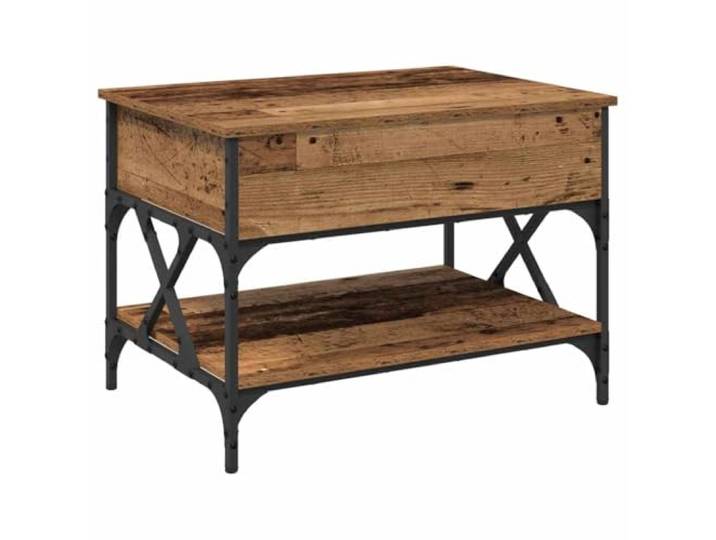 LASWWQMRF Couchtisch mit Lift-Funktion 70x50x50cm Altholz-Optik Höhenverstellbarer Wohnzimmertisch mit Metallgestell und Ablage für Arbeiten und Essen in kleinen Räumen.