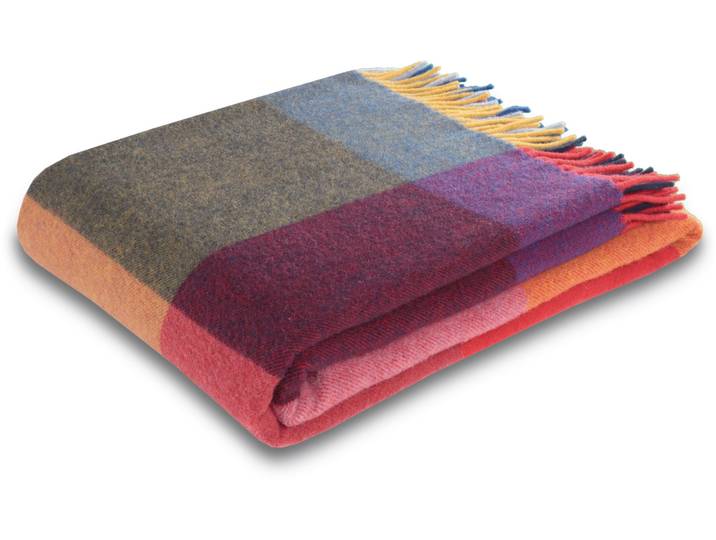 Wohndecke BIEDERLACK Soft Impression im Doubleface-Look , bunt (bright square), B:130cm L:170cm, Baumwolle, Kaschmir, Wohndecken, Wohndecke, Baumwolle-Kaschmir-Mix