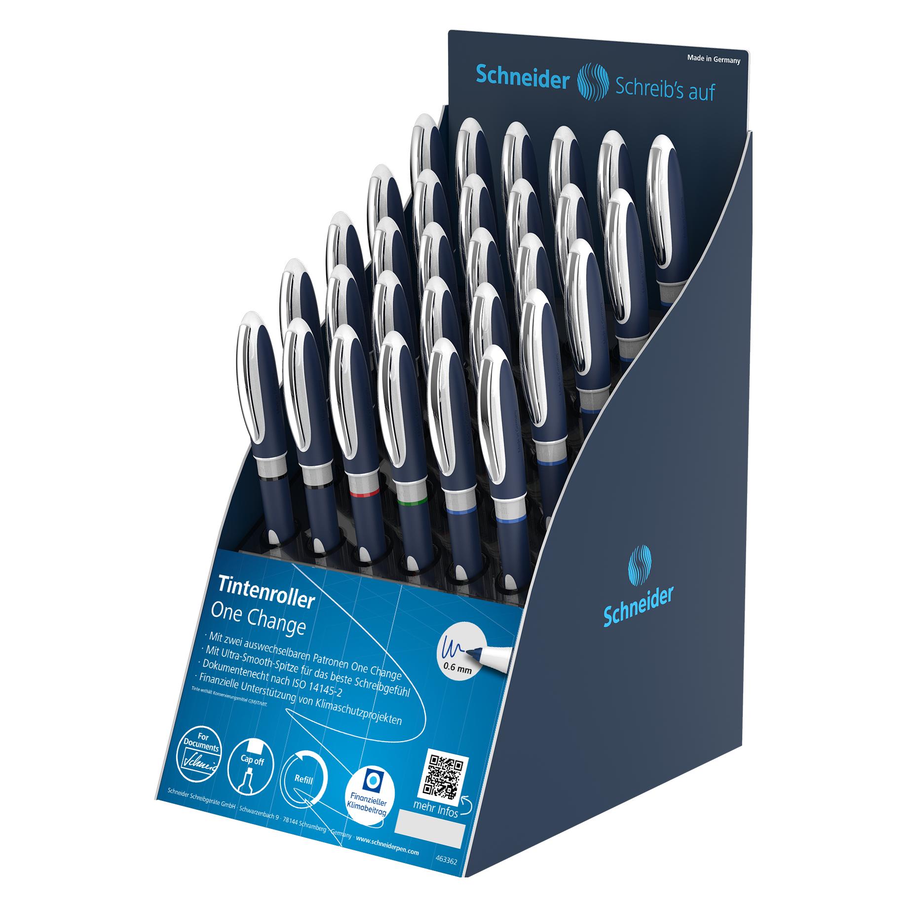 Schneider Tintenroller 0.6mm 4032ASS One Change (assortiert) 30 Stück (Mehrfarbig, 0.60 mm, 30 Stk.) (4032)