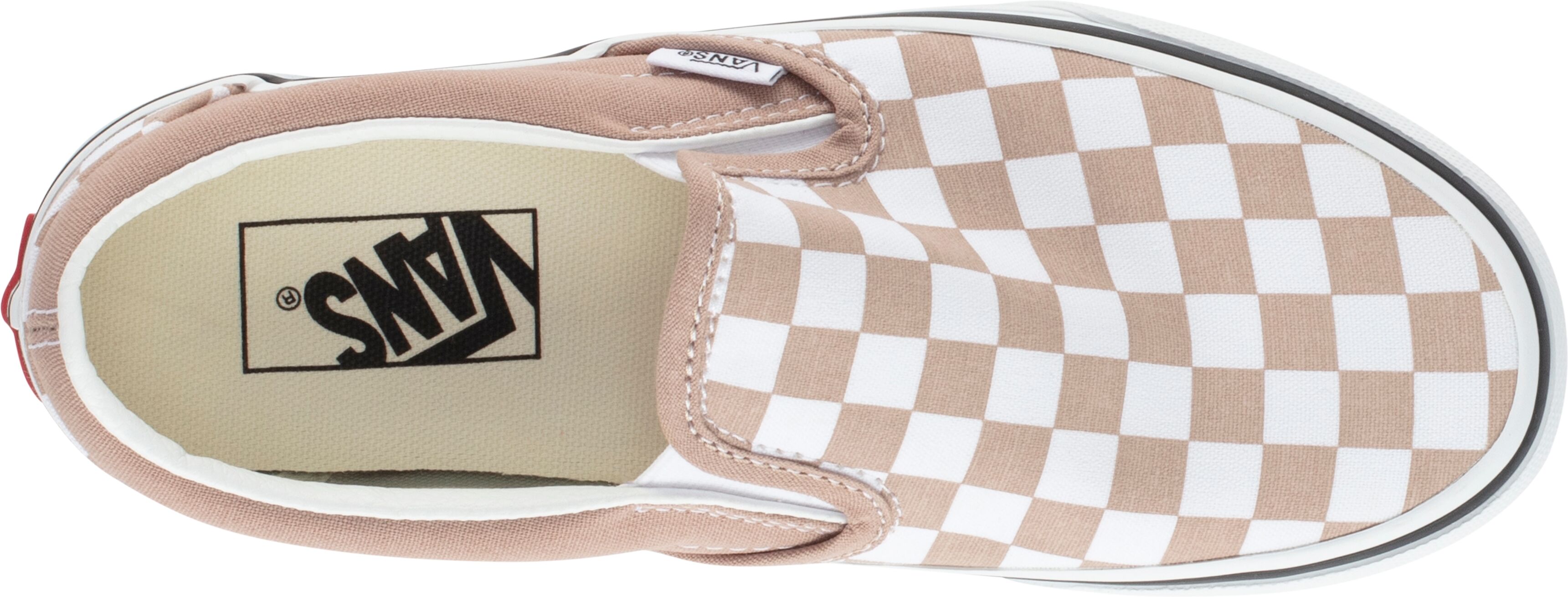 Sneaker VANS "Classic Slip-On", Damen, Gr. 36, beige (e2v, color theory checkerboard warm taupe), Textil, Schuhe Sneaker, Slip-On Sneaker e2v, color theory checkerboard warm taupe 36