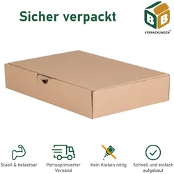 BB-Verpackungen GmbH 600 x Maxibriefkartons (350 x 250 x 50 mm) DIN A4 stabiler Versandkarton Faltschachtel Versandschachtel Wellpappe BB-Verpackungen