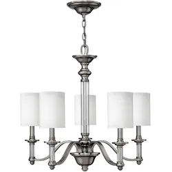 Elstead Lighting, Kronleuchter, Sussex Kronleuchter E14 5-fach Nickel gebürstet (66 cm)