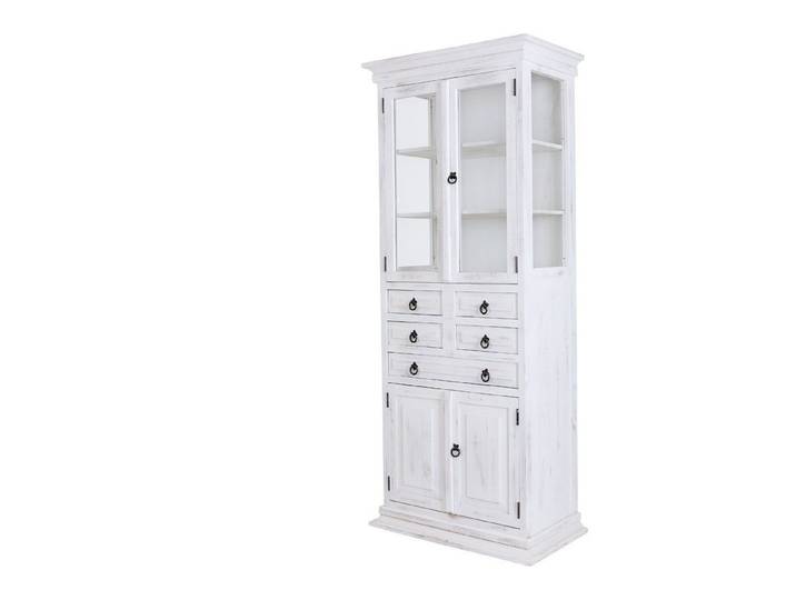 1a Direktimport Vitrine Vitrine Schrank MEXICO - Pinie weiß antik - Landhausstil Shabby Chic