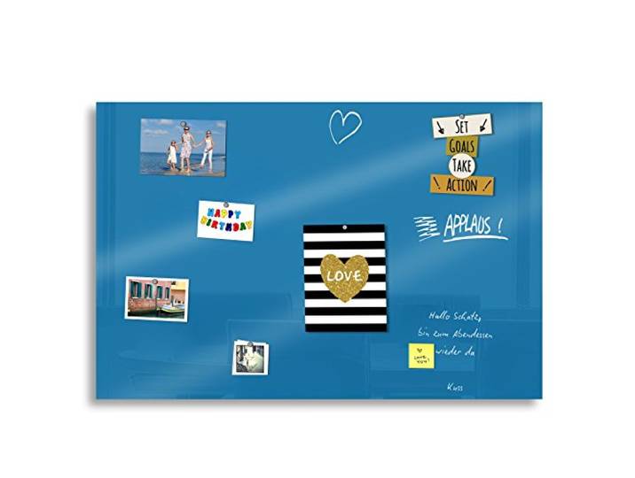 Cuadros Lifestyle Markerboard/Magnettafel/Whiteboard aus Acrylglas inkl. Boardmarker und 10 Supermagneten, Größe:70x50 cm, Farbe:Blau