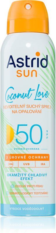 Astrid Sun Coconut Love spray solaire rafraîchissant transparent SPF 50 haute protection solaire 150 ml