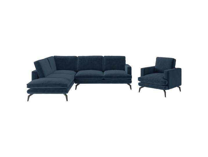 Livetastic Sitzgarnitur Bali, Dunkelblau, Metall, Füllung: Daunen, Silikon, 250x202 cm, Made in EU, planbar, Rücken echt, individuell planbar, Wohnzimmer, Sofas & Couches, Sitzgarnituren