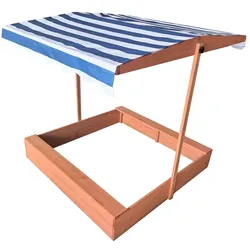 Sandkasten Sandkiste Holz mit verstellbarem Dach 120x120 cm