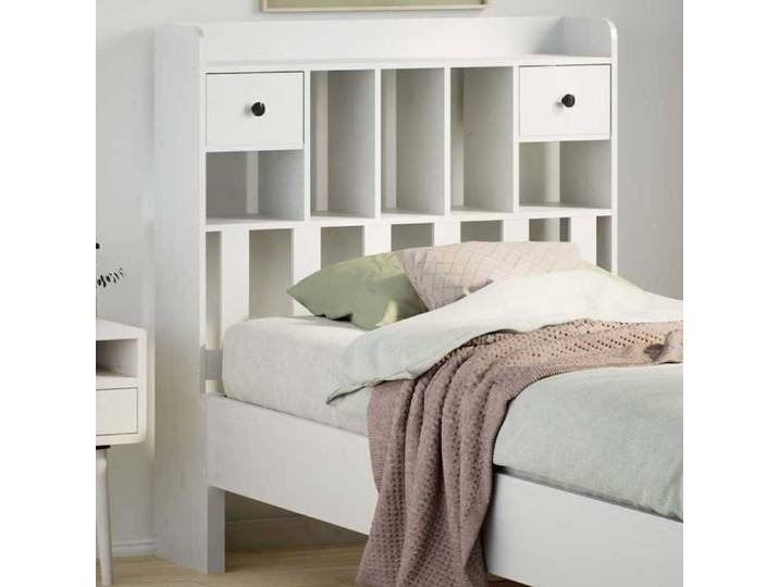 SALE 2026  Tête de lit Blanc - Tête de lit avec rangement blanc 90cm - bois massif de pin PRO358003495