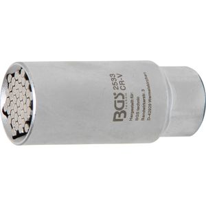 BGS-technic Steckschlüssel 2533, Multi-Einsatz, 9 - 21 mm Schlüsselweite, universal, 3/8 Zoll