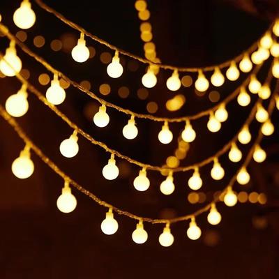 Inspired Finds Battery Powered White Ball String Lights 1.5m 10 LED Fairy Garland warm