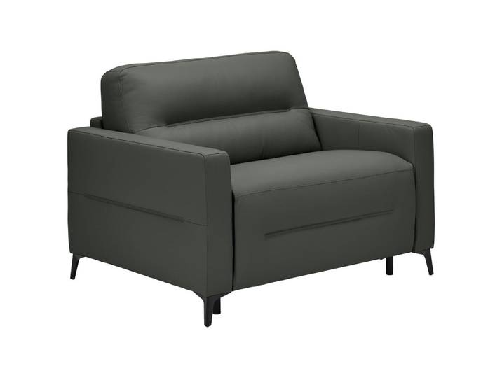 Novel Schlafsessel, Anthrazit, Metall, Echtleder, Rindleder, Uni, 115x89x97 cm, Liegefunktion, Wohnzimmer, Sofas & Couches, Schlafsofas, Schlafsessel