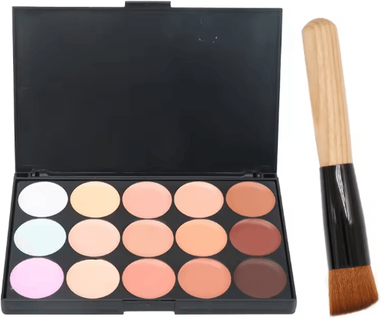 Inspire Essentials 15 Color Professional Concealer Palette Full Coverage Cream Contour 01 makeup Brush