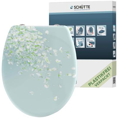 WC-Sitz SCHÜTTE "FLOWER IN THE WIND", bunt, B:37,5cm H:5,5cm L:45cm, Duroplast, WC-Sitze, bruchsicher und kratzfest, Absenkautomatik, Standardmaß