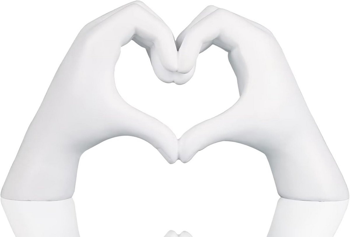 Hartvormig Handbeeld voor Decoratie - Modern Liefdesgebaar Sculptuur - Wit