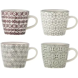 Bloomingville Karine Becher Set, Bunt, Steingut, 380 ml, Ø 9,5 x H 8 cm, 380 ml
