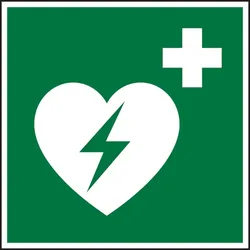 Rettungszeichen, Automatisierter Externer Defibrillator E010 - ASR A1.3 (DIN EN ISO 7010) - 200x200 mm Folie selbstklebend, nachleuchtend