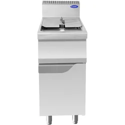 Gas Friteuse 1 Becken 16 Liter. Konstruktion aus rostfreiem Stahl. Temperatur 110-190°C. Abmessungen 40x70x108,5h cm. Modell AT7G4F-F