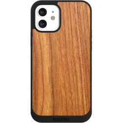 Nivocase Handyhülle für Apple iPhone 12 Hülle NIVOpure Case Schwarz Holz Holzoptik Lärche (Apple iPhone 12), Smartphone Hülle, Schwarz