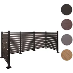 Alu Mülltonnen-Zaun HWC-K57, Mülltonnenverkleidung, Holzoptik erweiterbar 130x300x110cm ~ grau