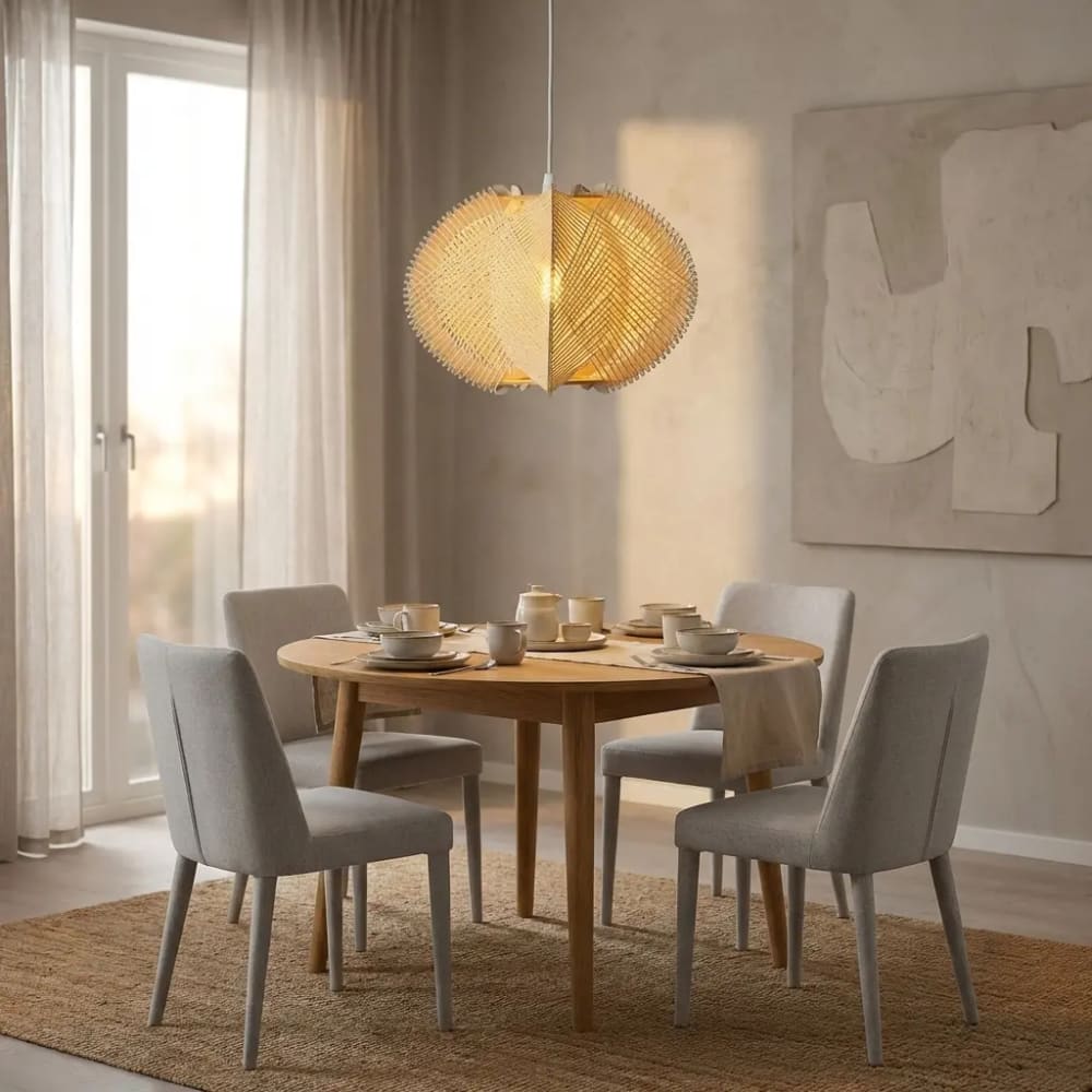 Alpinaluz Suspension scandinave rotin tressé Ø60 cm Marron 60x40x60cm