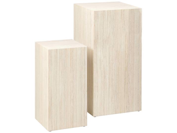 Livetastic Blumensäule, Beige, Papier, Travertinoptik, 35x70x35 cm, Wohnzimmer, Wohnzimmertische, Blumenständer, Sonstige Blumenständer