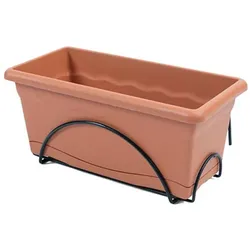 Plastiken Blumenkasten mit Unterteller Terrakotta Polypropylen 60 x 24 cm, Zubehör Bügeln + Wäschepflege, Braun