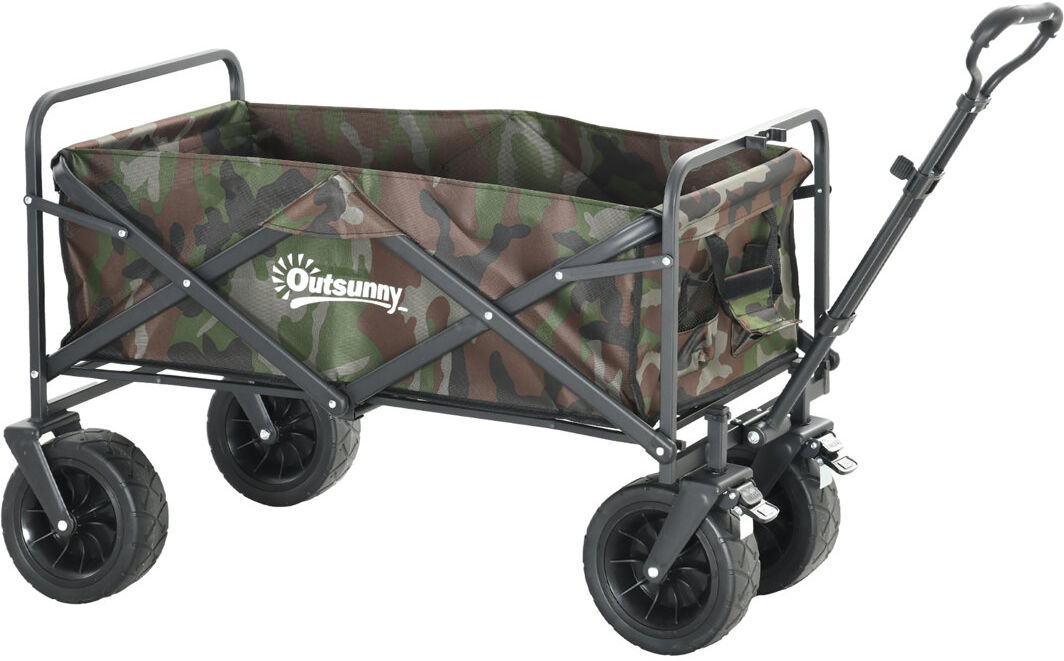 Outsunny 100KG Festival Trolley on Wheels Fishing Trolley Camouflage Camouflage 100cm H X 56cm W X 88cm D