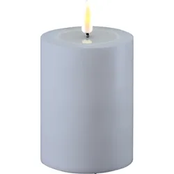 Deluxe Homeart LED Real Flame Outdoor Stumpenkerze staubig blau, Ø7,5 x H10cm, staubig blau