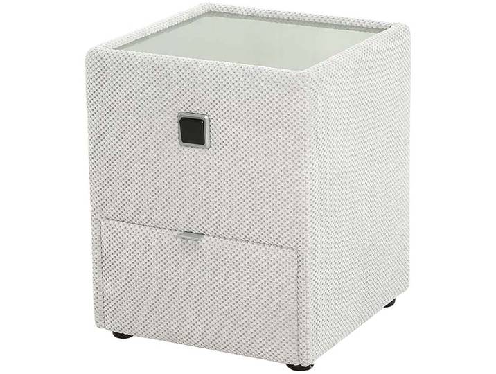 Nachtkonsole, Glas, Beige, 42,5×53×45 cm, Mit LED-Beleuchtung, Jockenhöfer Gruppe