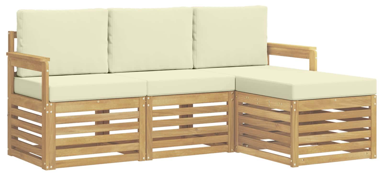Garnitur aus vier Outdoor-Sofas, weiß und cremefarben