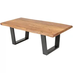 riess-ambiente Couchtisch MAMMUT - 110cm Akazie schwarzes Metallgestell 3,5cm Tischplatte Massivholz Baumstamm